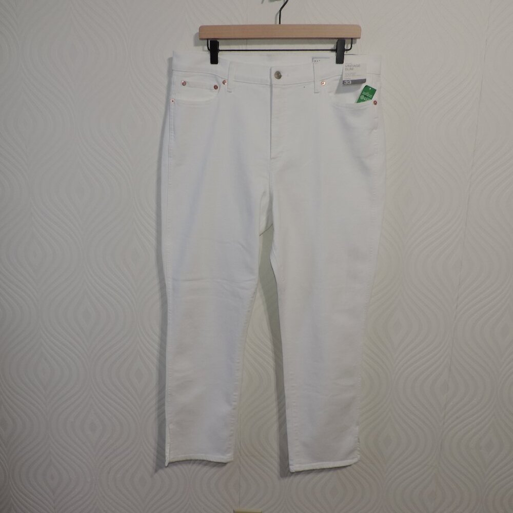 GAP SZ 33 / 16 High Rise Vintage Slim Jeans White New NWT